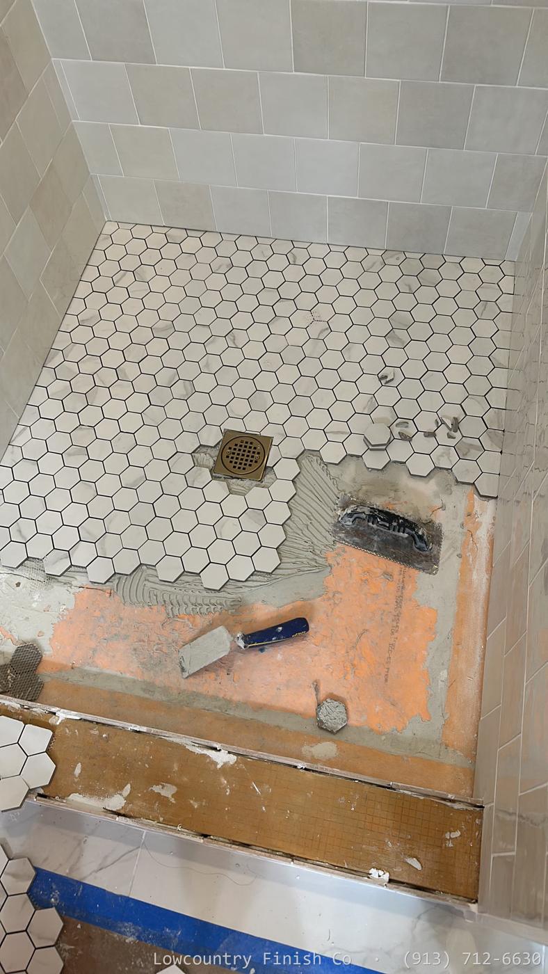 tile shower work